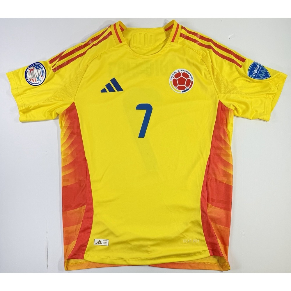 Adidas Colombia Luis Diaz #7 Jersey Mens 3XL Slim Fit Yellow Heat.Rdy Soccer